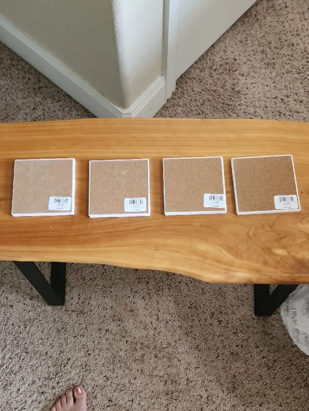 Set of 4 Blue and White Abstract Tile Coasters